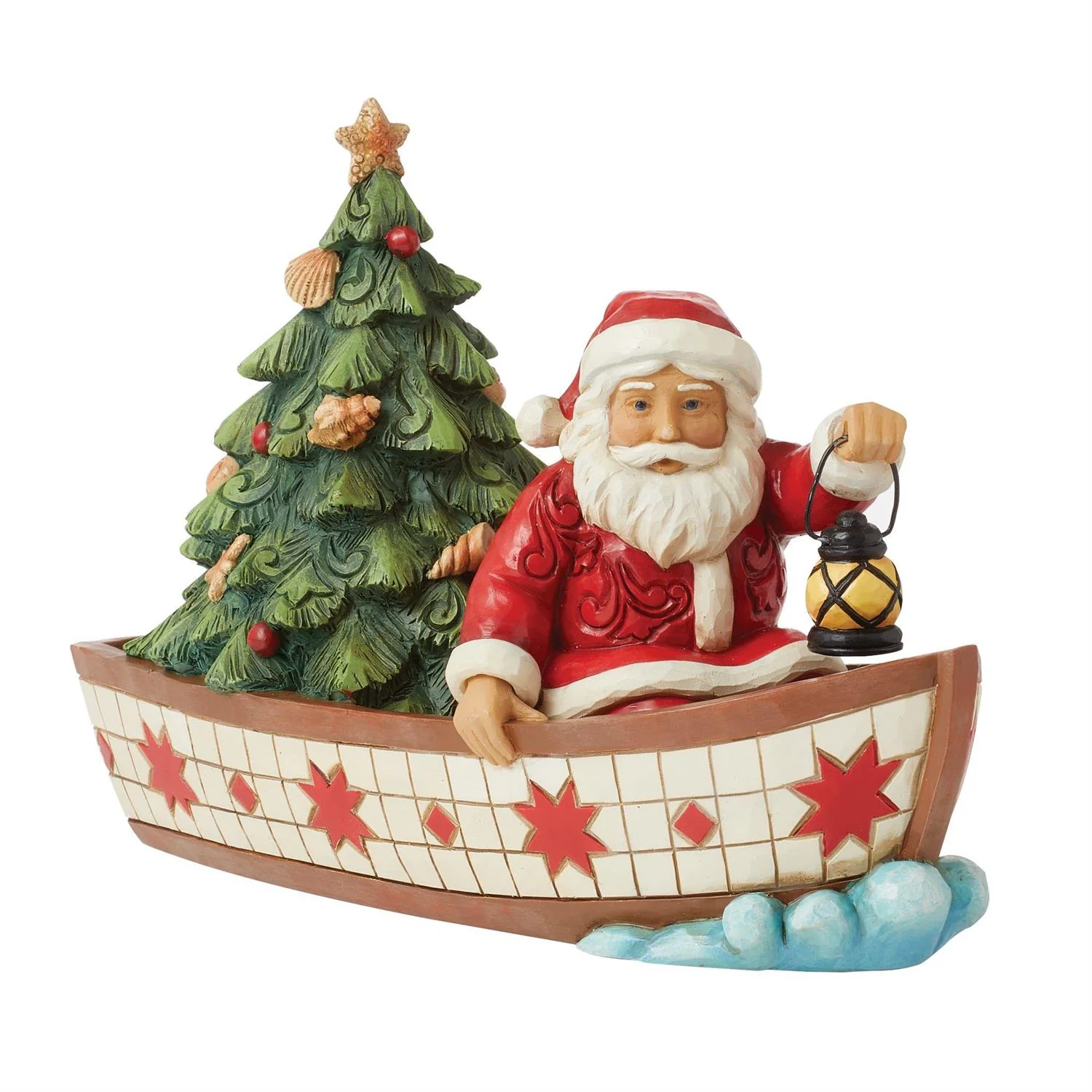 Enesco Jim Shore Heartwood Creek Santa In Boat with Tree Figurine - Image 3