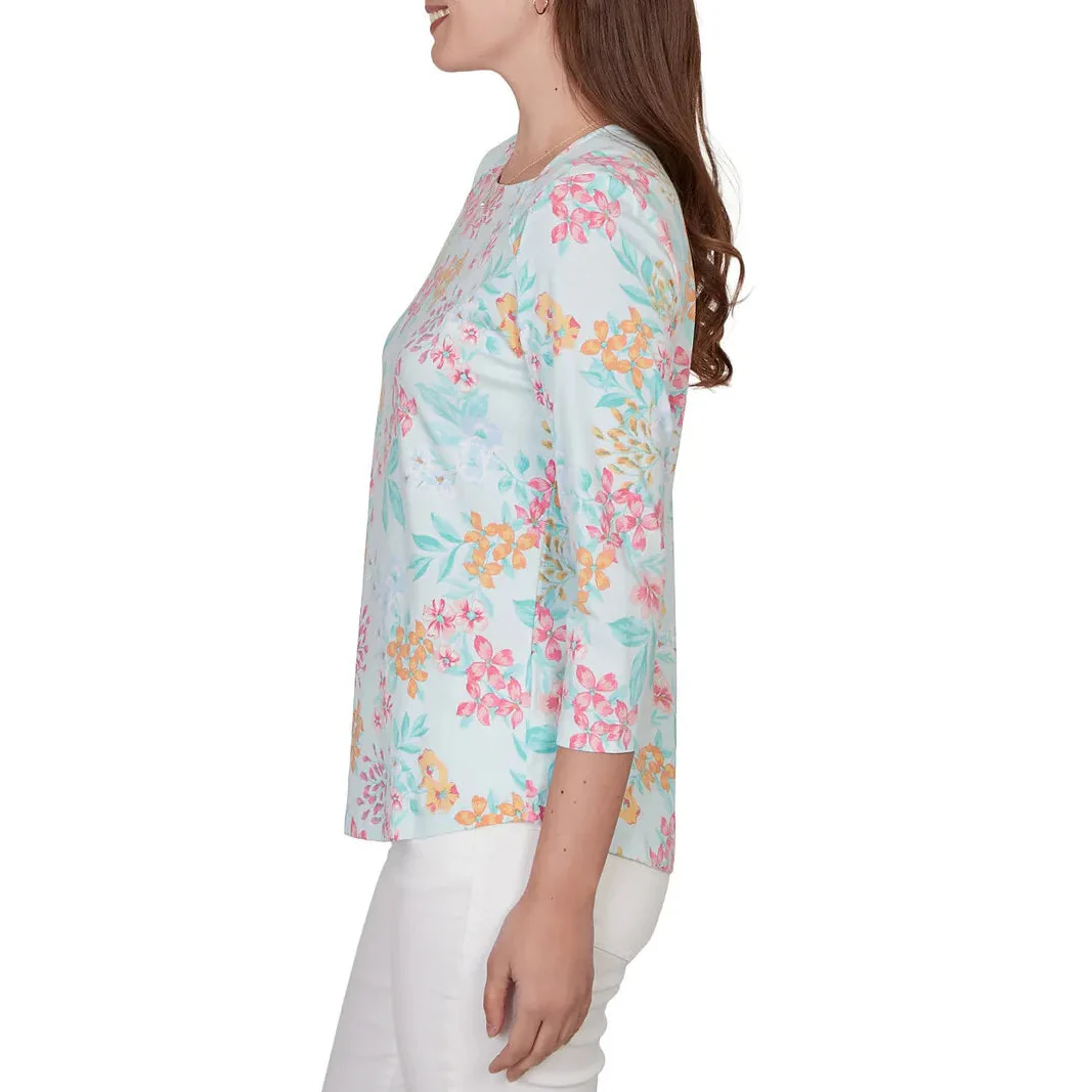 Ruby Rd. Womens Blooming Floral Envelope Neck Knit Top - Image 4