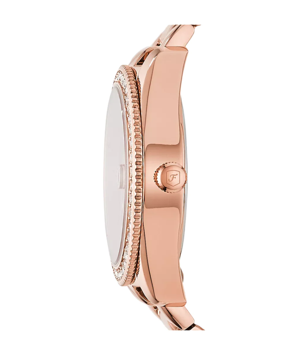 Fossil Womens Scarlette Mini Three-Hand Date Rose Gold-Tone Stainless Steel Watch - Image 2