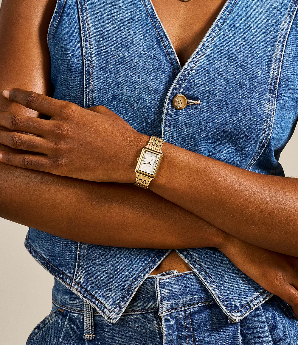 Fossil Womens Raquel Three-Hand Date Gold-Tone Stainless Steel Watch - Image 4