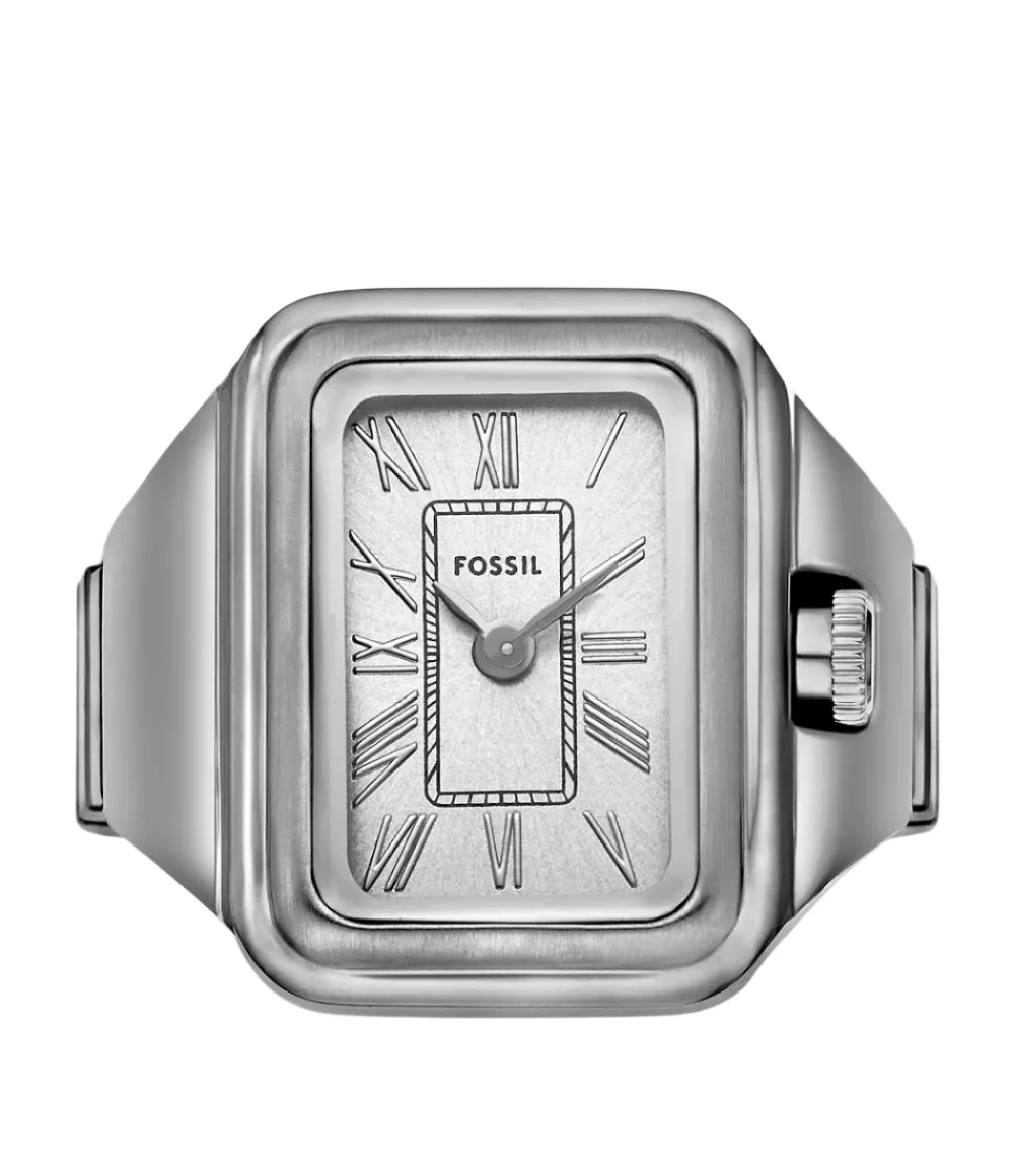 Fossil Womens Raquel Watch Ring Two-Hand Stainless Steel