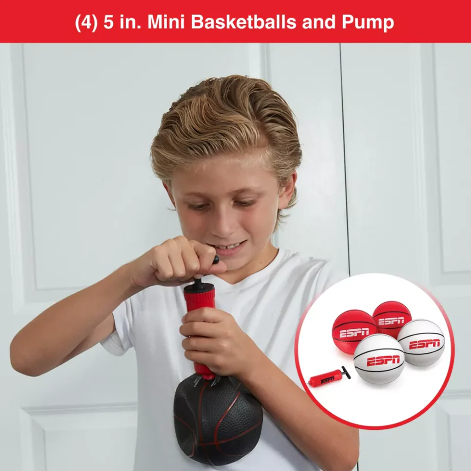 ESPN 5" Mini Basketballs - Set of 4 with Pump - Image 2