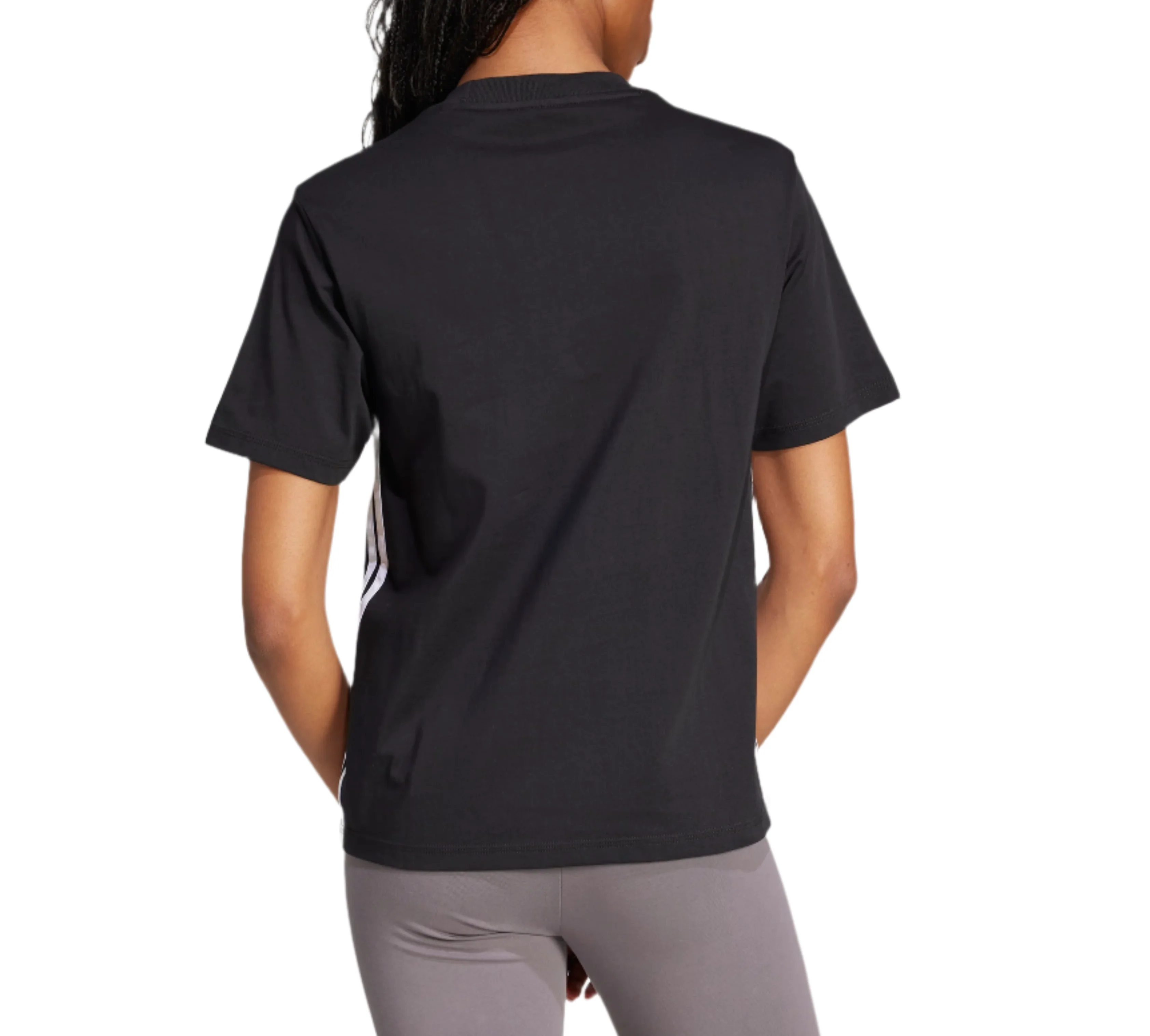 adidas Womens Essentials 3 Stripes Cotton Short Sleeve T-Shirt - Image 3
