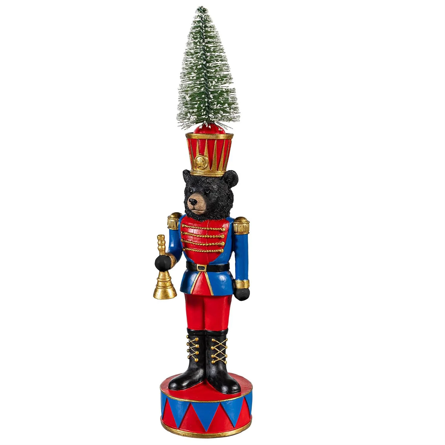 Evergreen Nutcracker Animal with Bottle Brush Tree Table Decor - Image 3