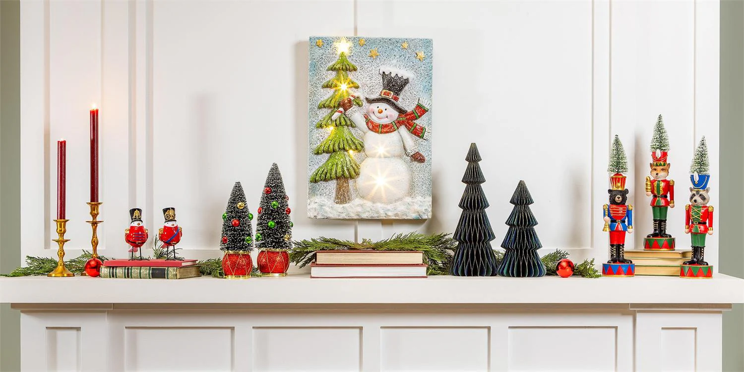 Evergreen Nutcracker Animal with Bottle Brush Tree Table Decor - Image 6