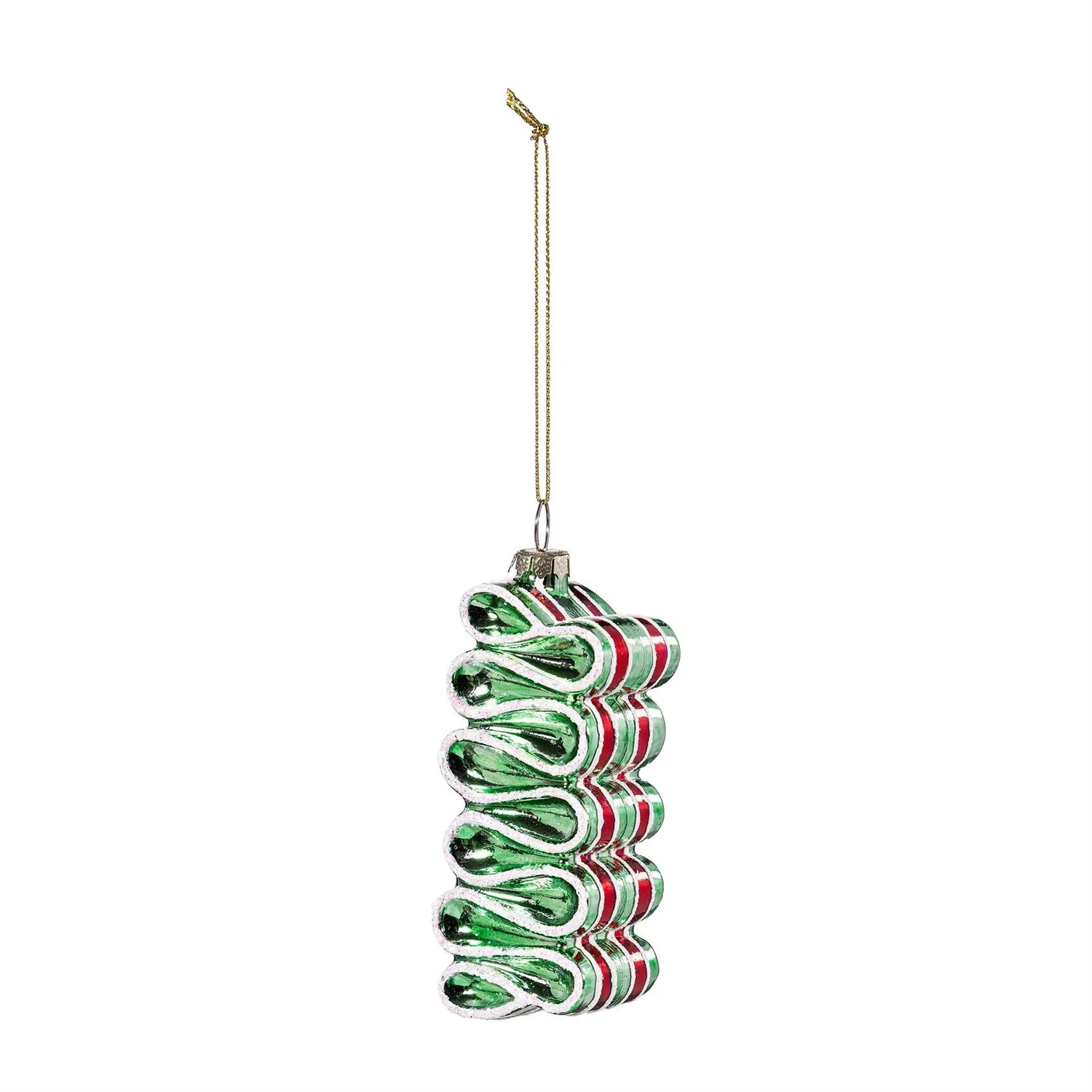 Evergreen Baking Spirits Bright Peppermint Ribbon Glass Ornament - Image 2
