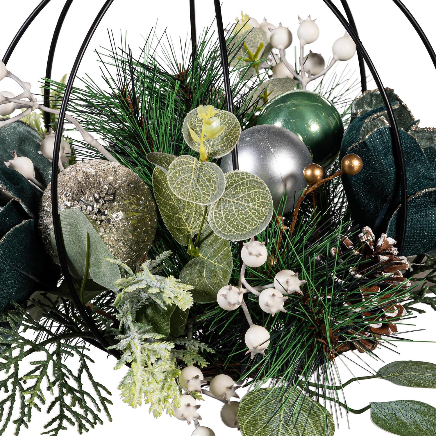 Evergreen Shades of Green Artificial with Metal Orb and Ornaments Hanging Decor - Image 2