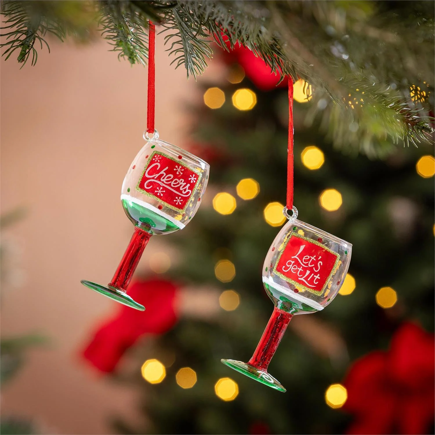 Evergreen Christmas Vacation Wine Glass Ornament - Image 4