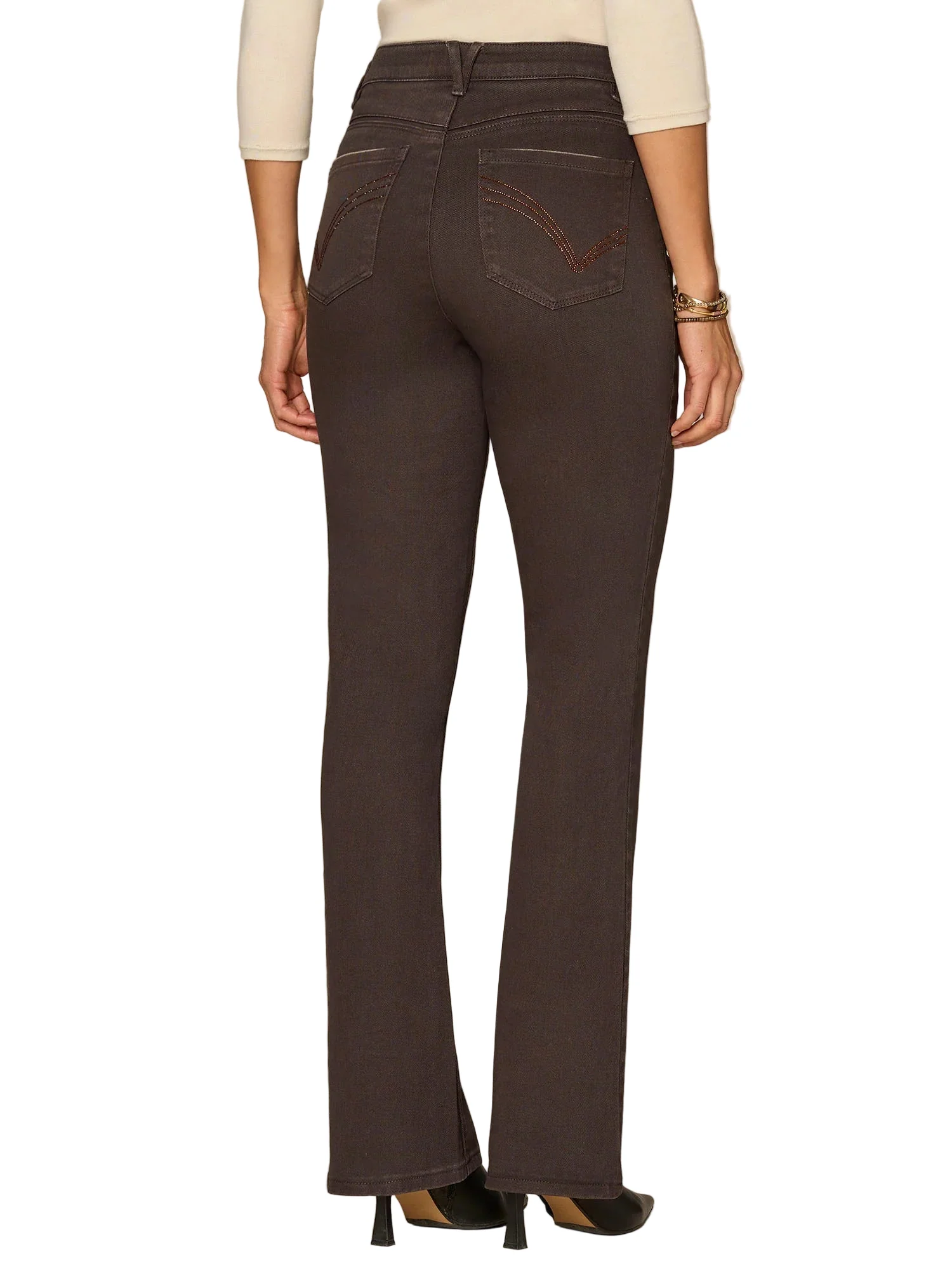 Democracy Womens "Ab"solution High Rise Rhinestones Itty Bitty Boot Pants - Image 2
