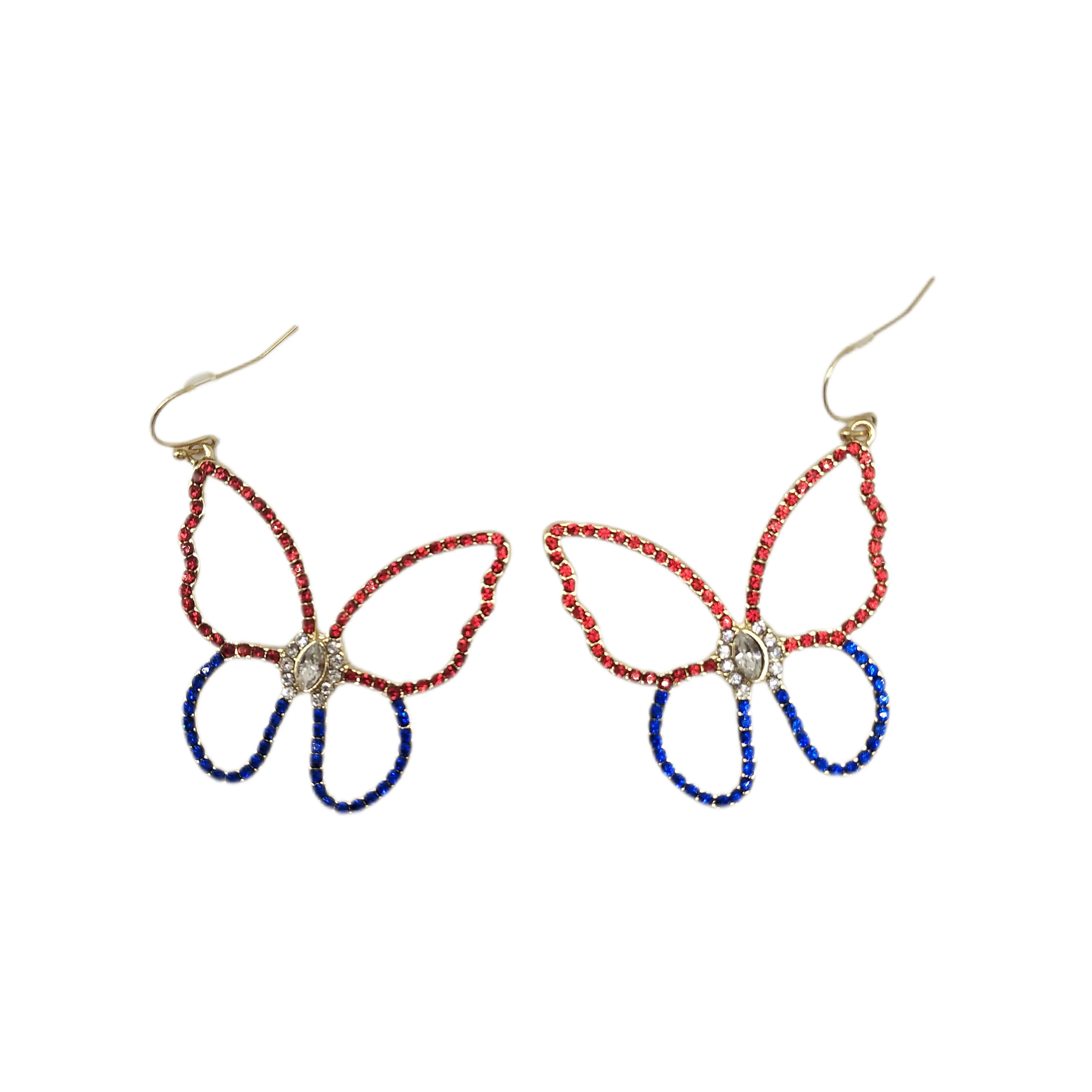 Just Joyful Butterfly Red and Blue Earrings