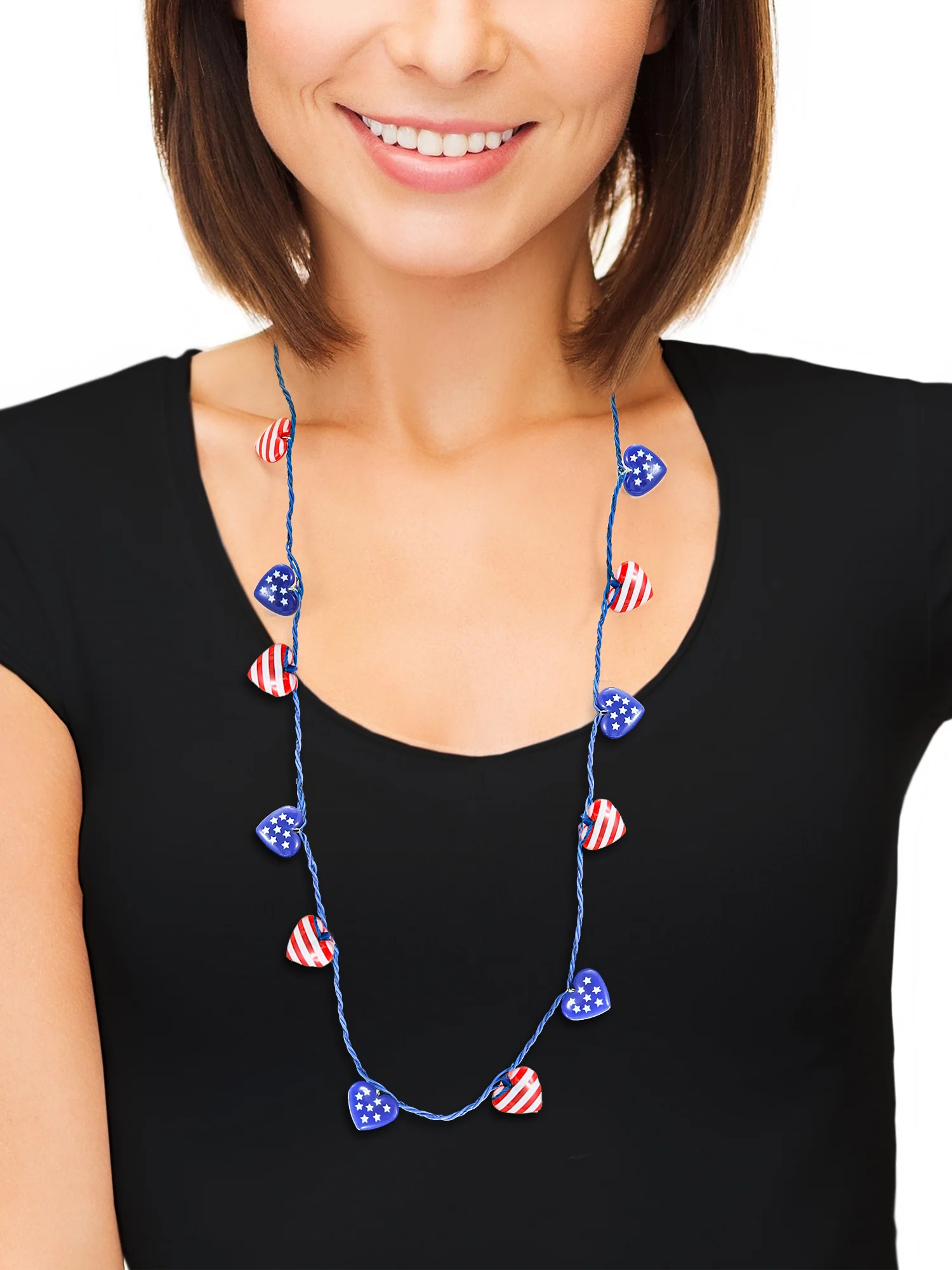 Just Joyful Heart Red, White, and Blue Light Up Necklace - Image 2