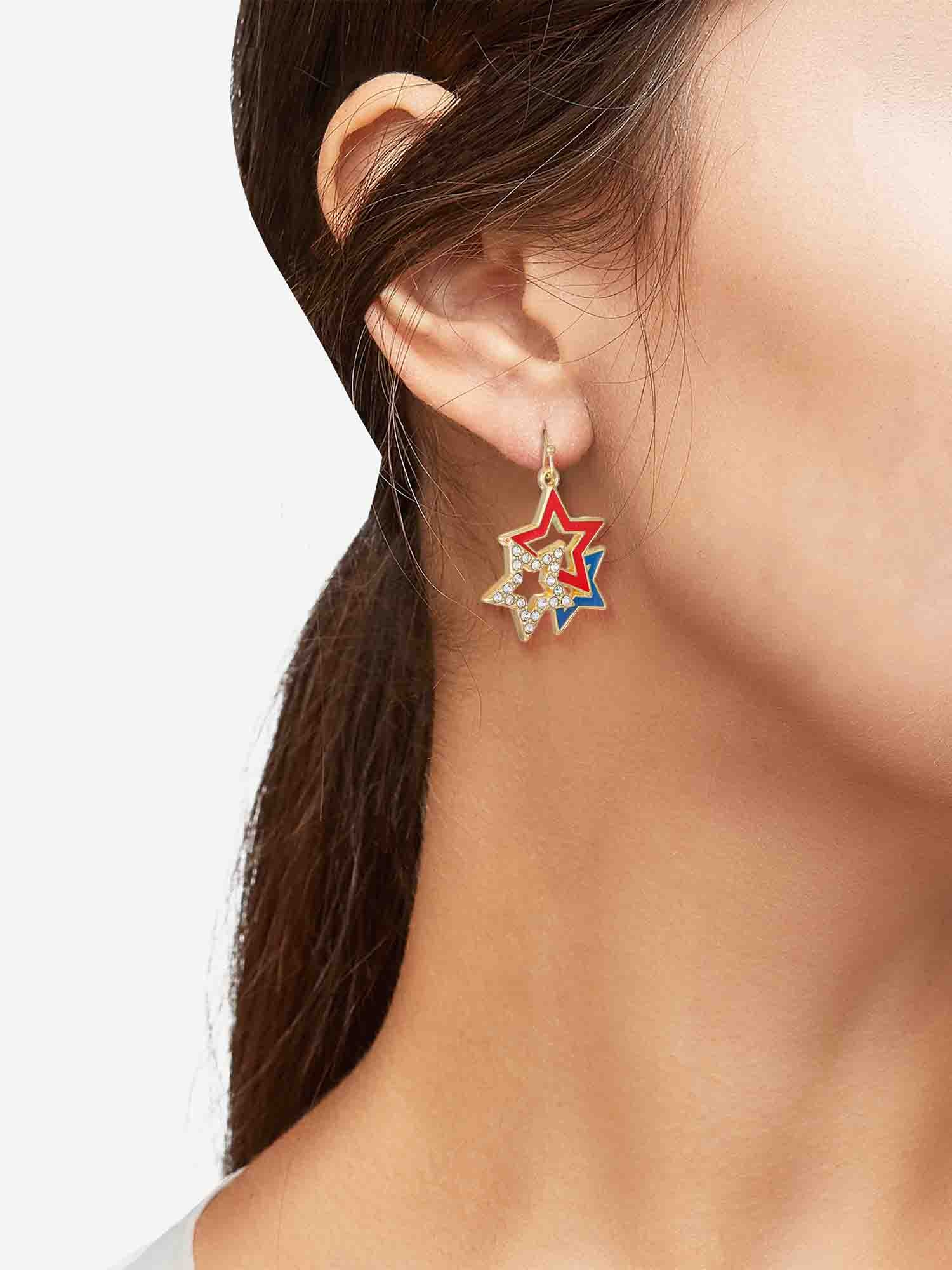 Just Joyful Stars Red, White, and Blue Earrings - Image 2