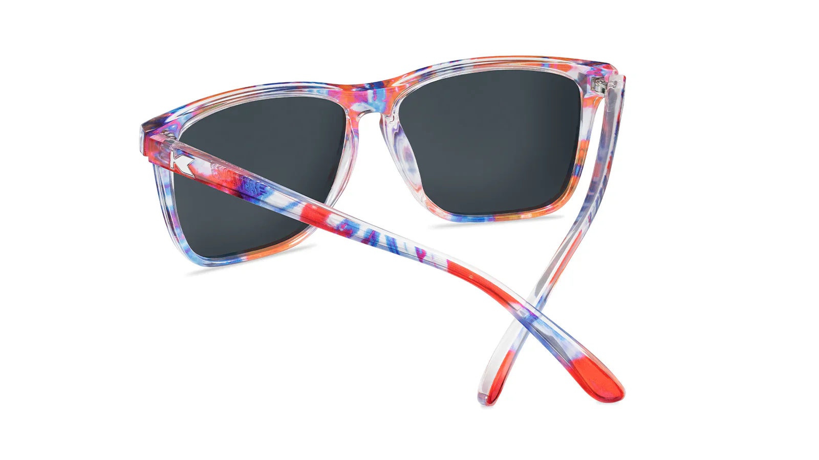 Knockaround Live Free or Tie-Dye Fast Lanes Red, White, Blue Tie Dye Frame - Aqua Lens - Polarized Sunglasses - Image 4