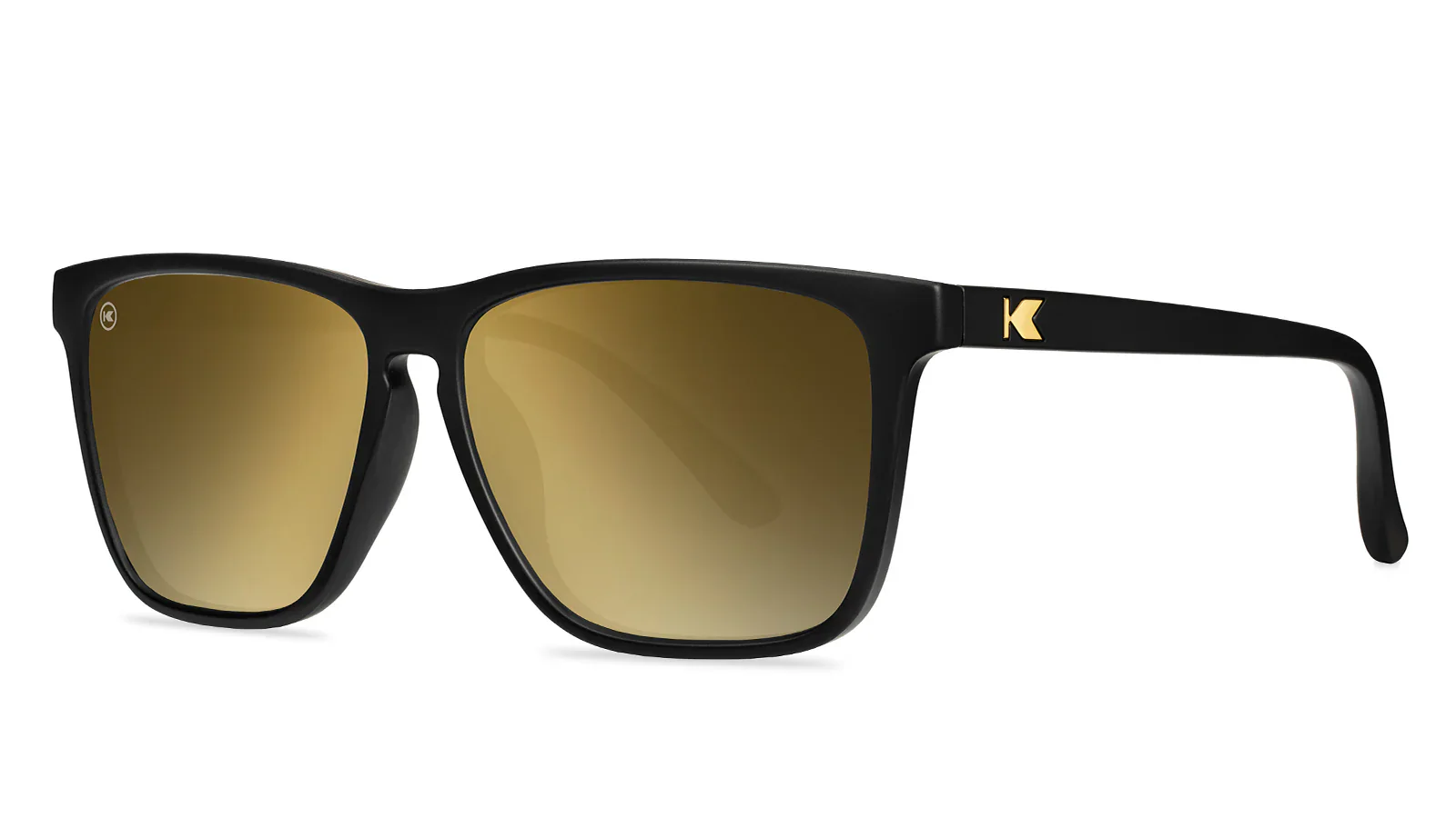 Knockaround Black Gold Fast Lanes Black Frame - Gold Mirrored Lens - Polarized Sunglasses - Image 3