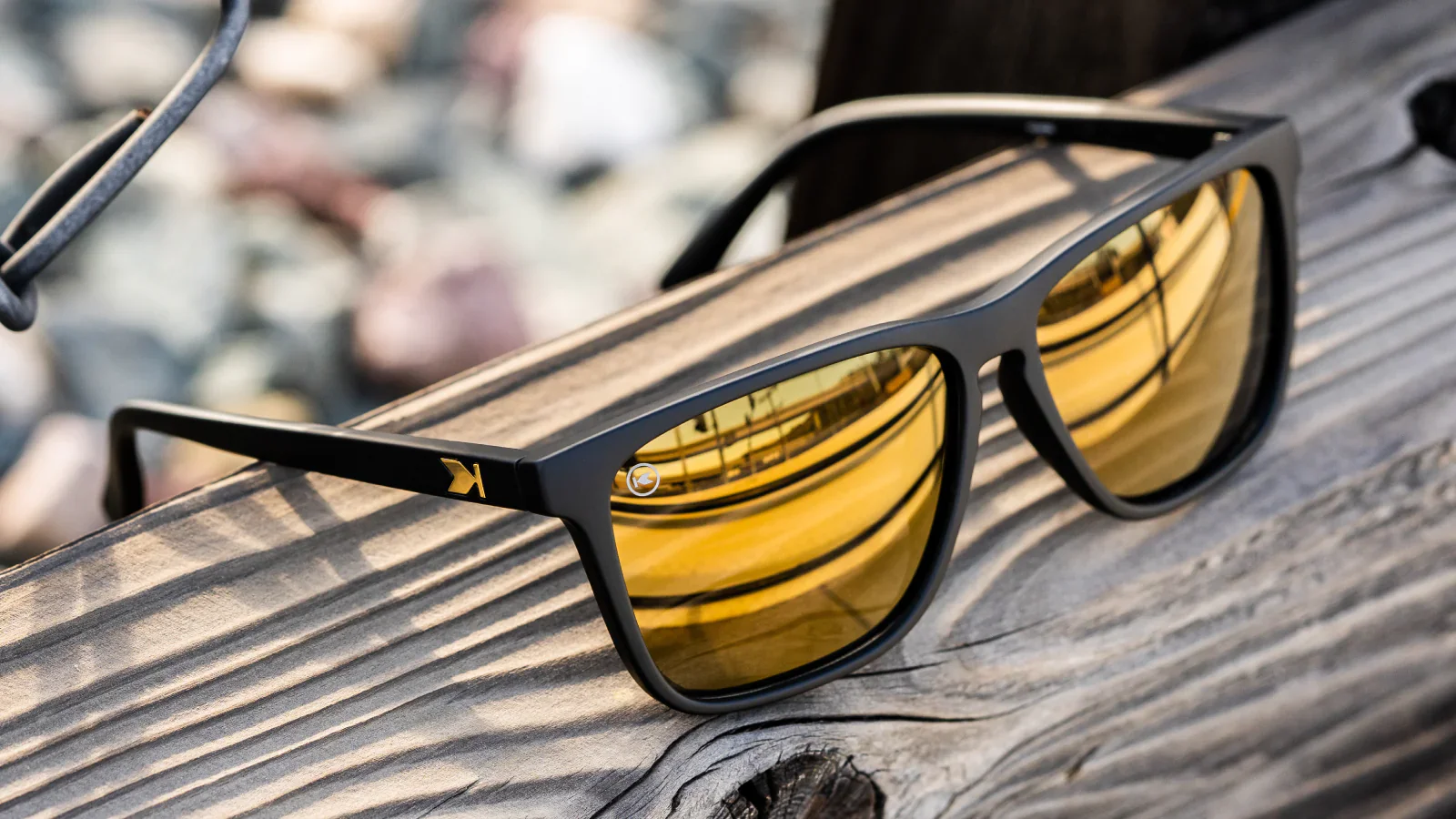 Knockaround Black Gold Fast Lanes Black Frame - Gold Mirrored Lens - Polarized Sunglasses - Image 5