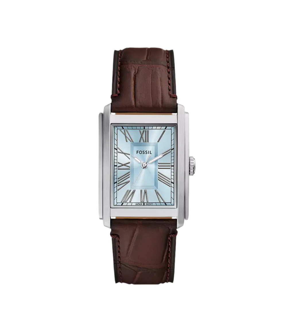Fossil Mens Carraway Three-Hand Brown Croco Leather Watch