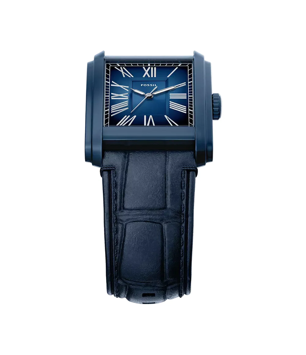 Fossil Carraway Three-Hand Navy Croco Leather Watch - Image 3