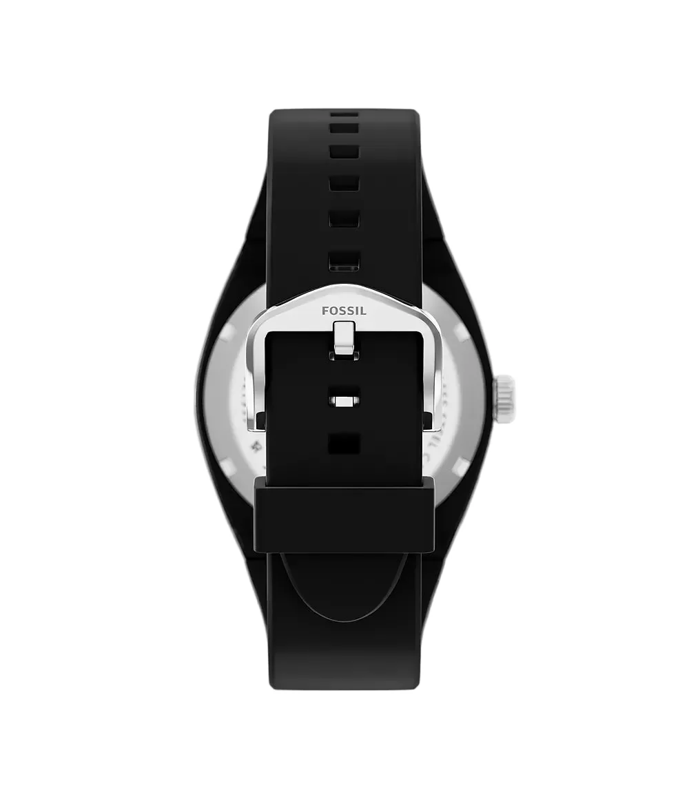 Fossil Mens Everett Three-Hand Black Silicone Watch - Image 2
