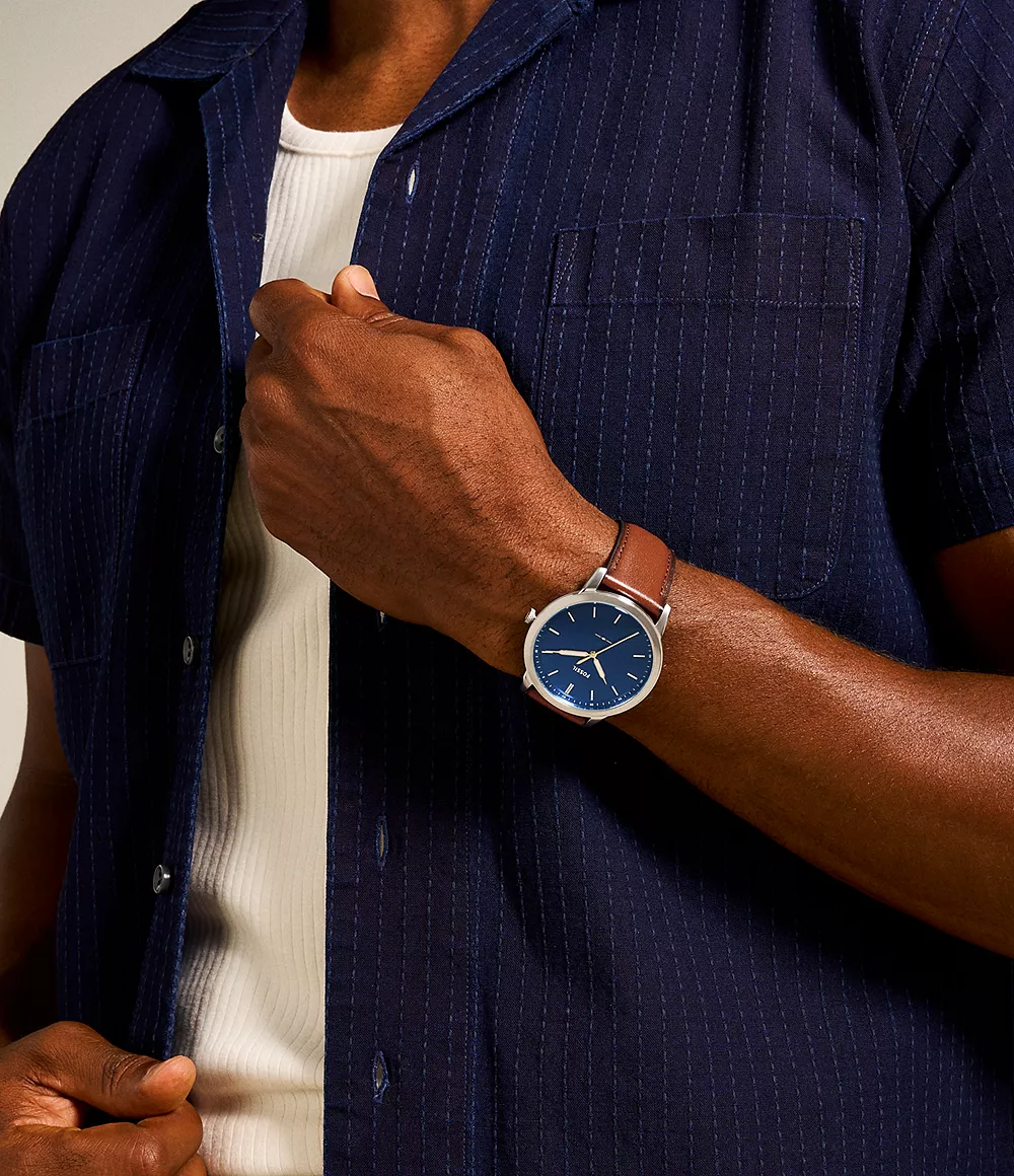 Fossil Mens The Minimalist Slim Three-Hand Light Brown Leather Watch - Image 4