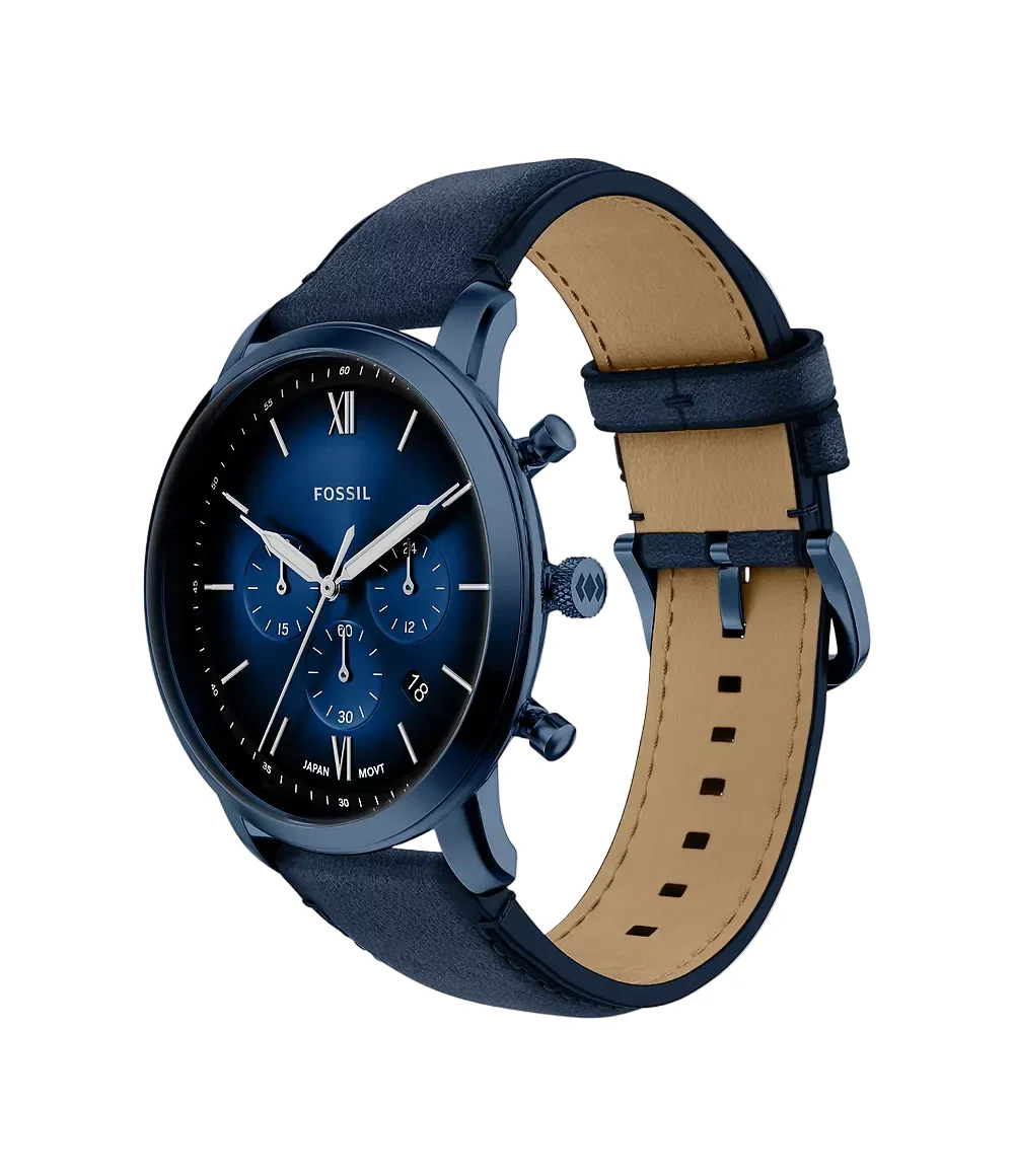 Fossil Neutra Chronograph Navy Leather Watch - Image 2