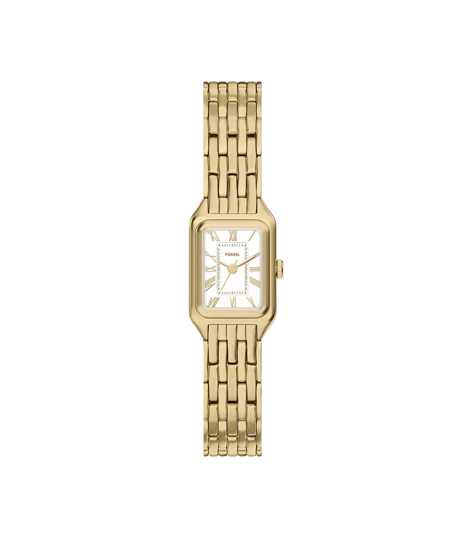 Fossil Womens Raquel Mini Three-Hand Gold-Tone Stainless Steel Watch