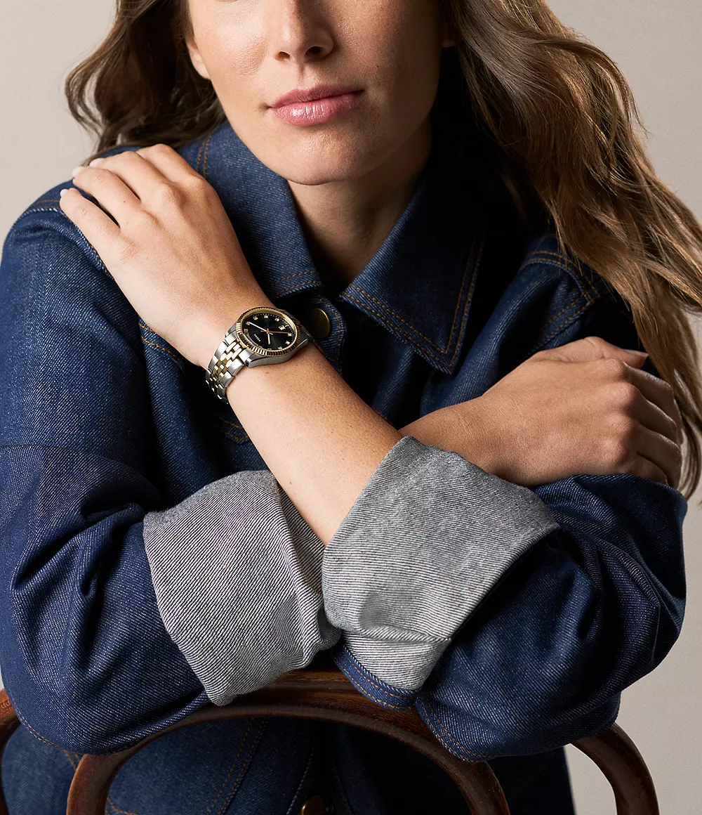 Fossil Womens Scarlette Three-Hand Day-Date Two-Tone Stainless Steel Watch - Image 7