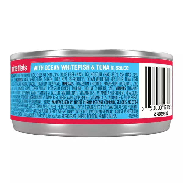 Purina Friskies Prime Filets With Ocean Whitefish & Tuna in Sauce Wet Cat Food - 5.5oz. - Image 3