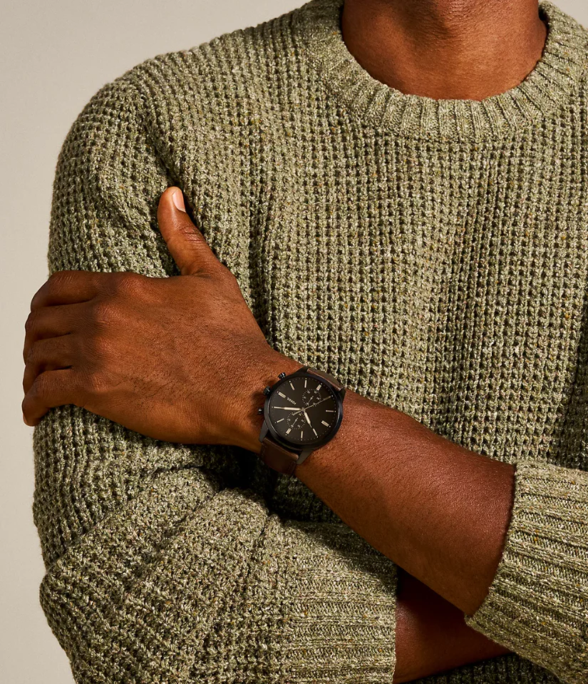 Fossil Mens Townsman 44mm Chronograph Brown Leather Watch - Image 3