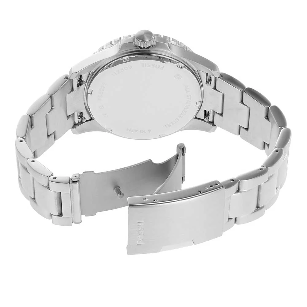 Fossil Blu Round Dial Nate Chronograph Stainless Steel Watch - Image 3