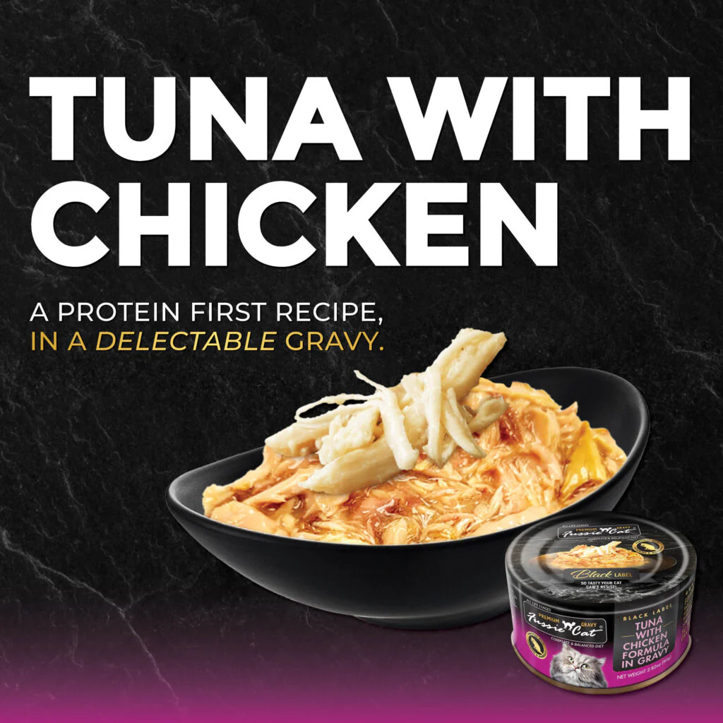 Fussie Cat Premium Black Label Tuna With Chicken Formula in Gravy Recipe Wet Cat Food - 2.82 oz. - Image 3