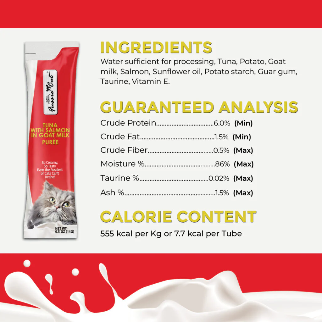 Fussie Cat Tuna with Salmon in Goat Milk Purée Cat Treat - 0.5 oz. - Image 5