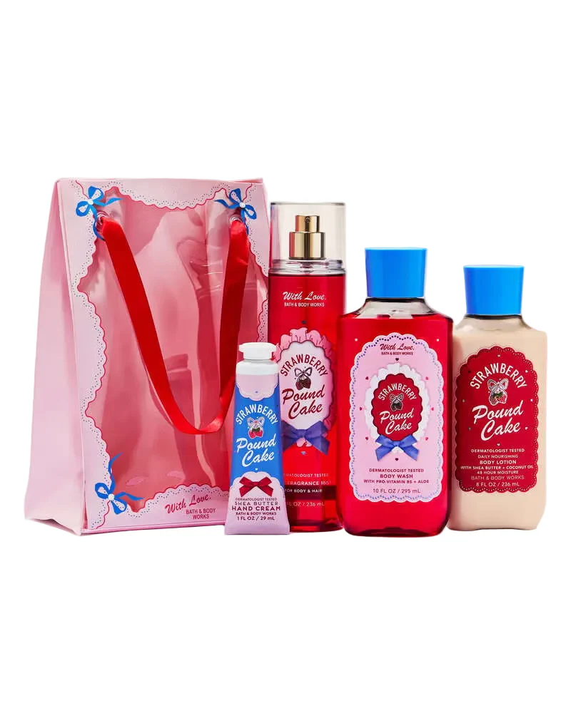 Bath & Body Works 4 Piece Gift Set - Strawberry Pound Cake