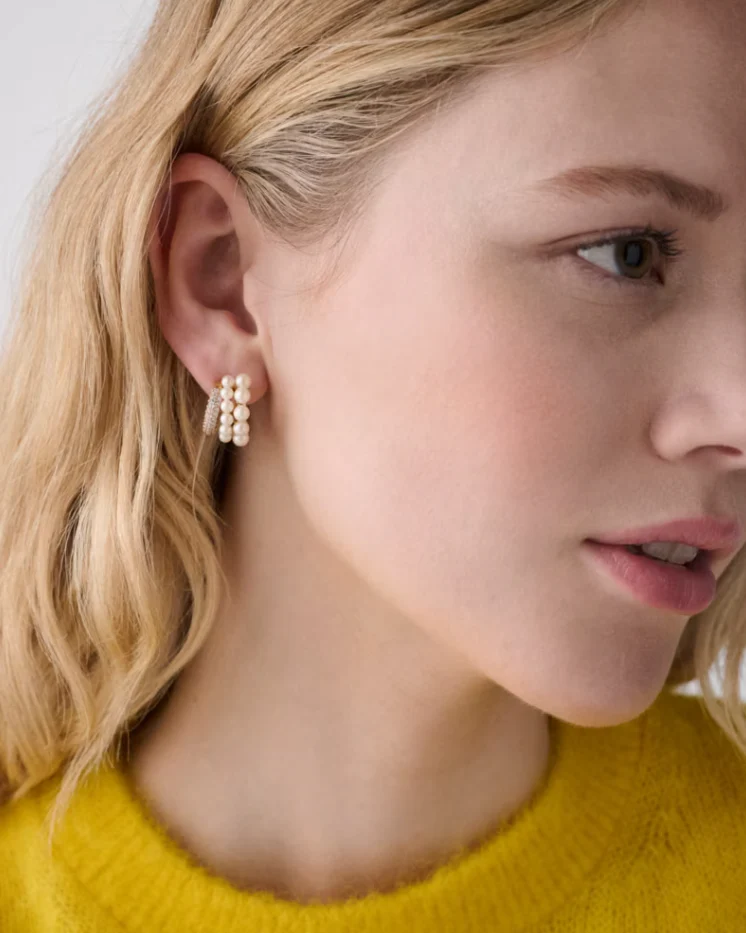 Kate Spade Girlie Pearlie Stacked Huggie Earrings - Image 3