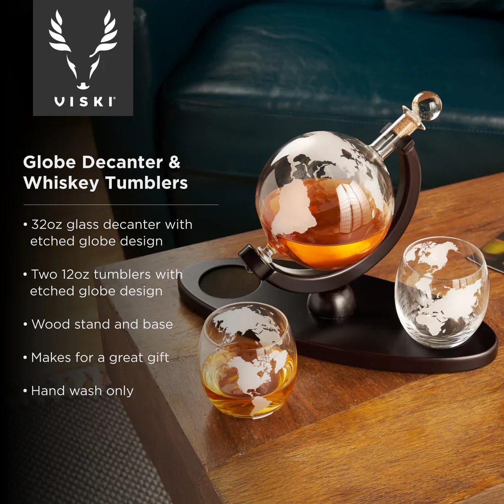 Viski Globe Decanter & Whiskey Tumbler Set - 3 pk - Image 7