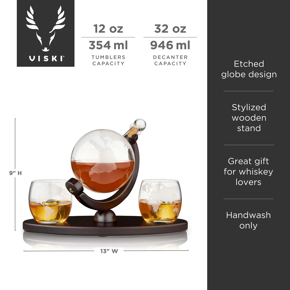 Viski Globe Decanter & Whiskey Tumbler Set - 3 pk - Image 8
