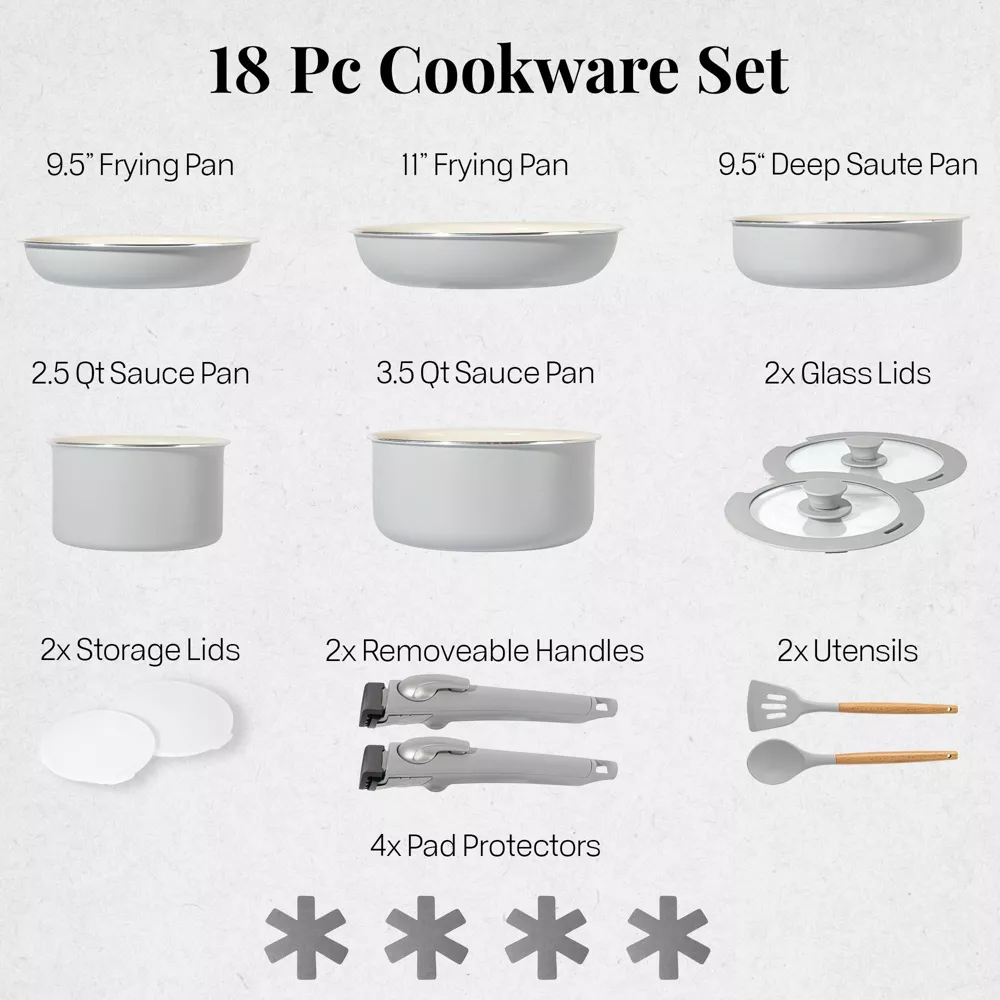 Gotham Steel 18-Piece Detachable Handle Cookware - Image 2