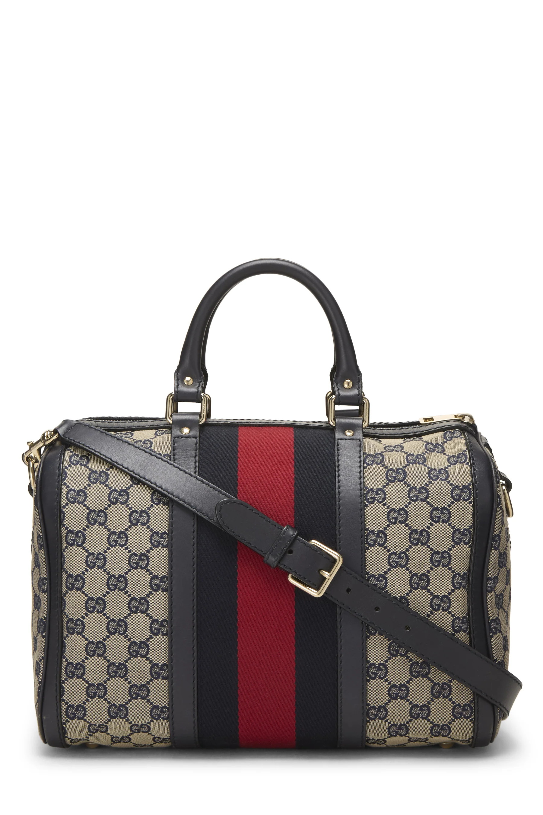 Gucci GG Canvas Vintage Web Boston Shoulder Handbag - Image 3