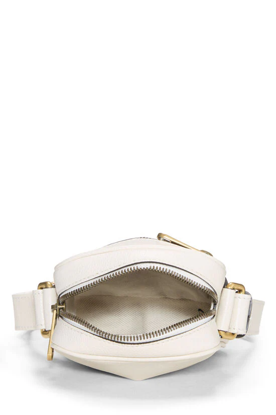GUCCI White Leather Logo Printed Vertical Mini Camera Crossbody Bag - Image 5