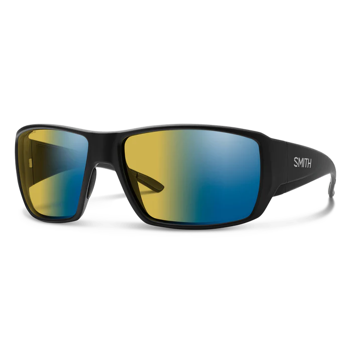 Smith Guide's Choice Matte Black Frame - ChromaPop Glass Polarchromic Yellow Blue Mirror Lens - Polarized Sunglasses