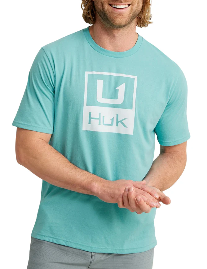 Huk Mens Stacked Logo Short Sleeve T-Shirt