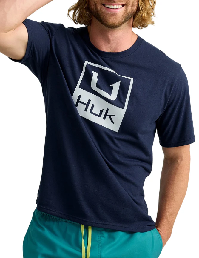 Huk Mens Stacked Logo Short Sleeve T-Shirt - Image 2