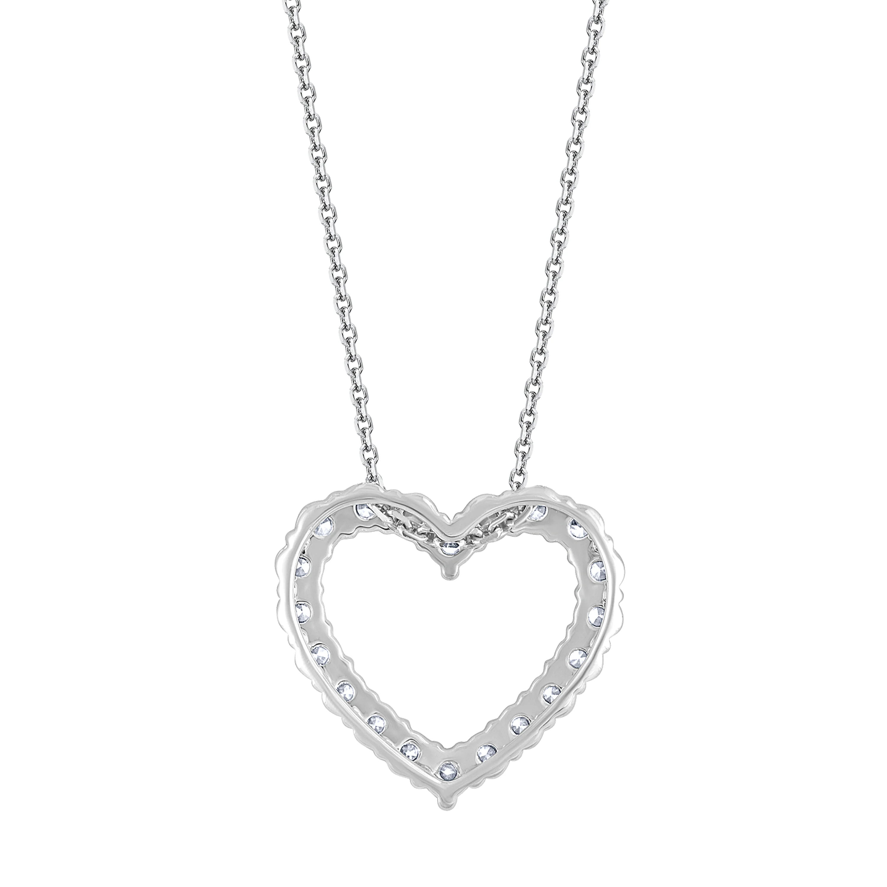 Badgley Mischka 1.00 CTW Heart Shape Lab-Grown Diamond Sterling Silver Pendant Necklace - Image 2