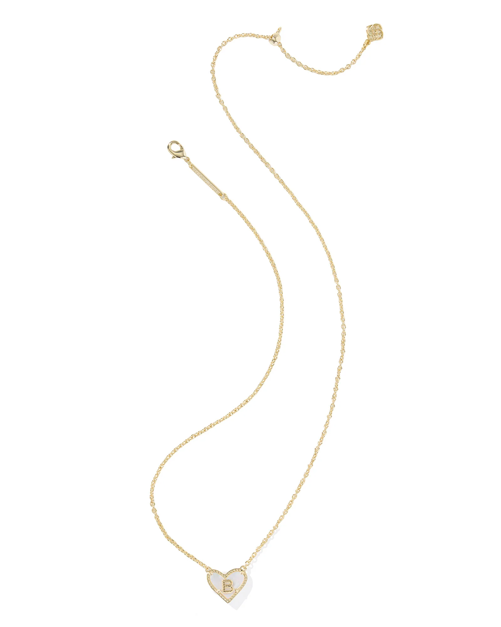Kendra Scott Heart Letter B Gold Ivory Mother of Pearl Short Pendant Necklace - Image 3