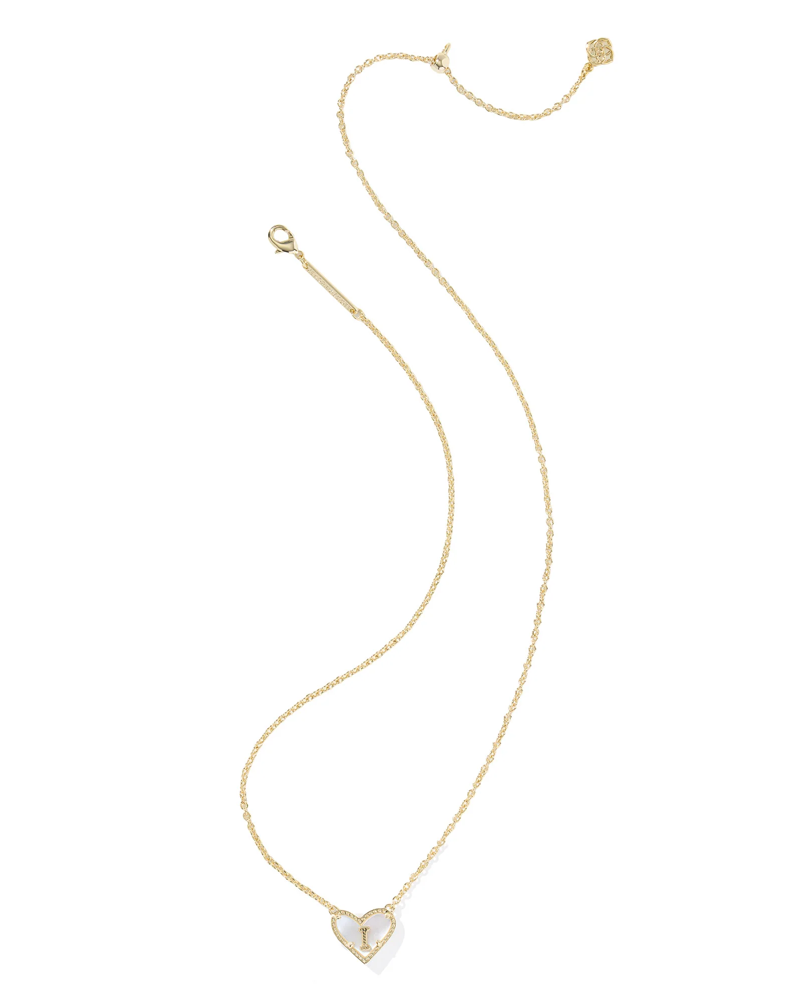 Kendra Scott Heart Letter I Gold Ivory Mother of Pearl Short Pendant Necklace - Image 3