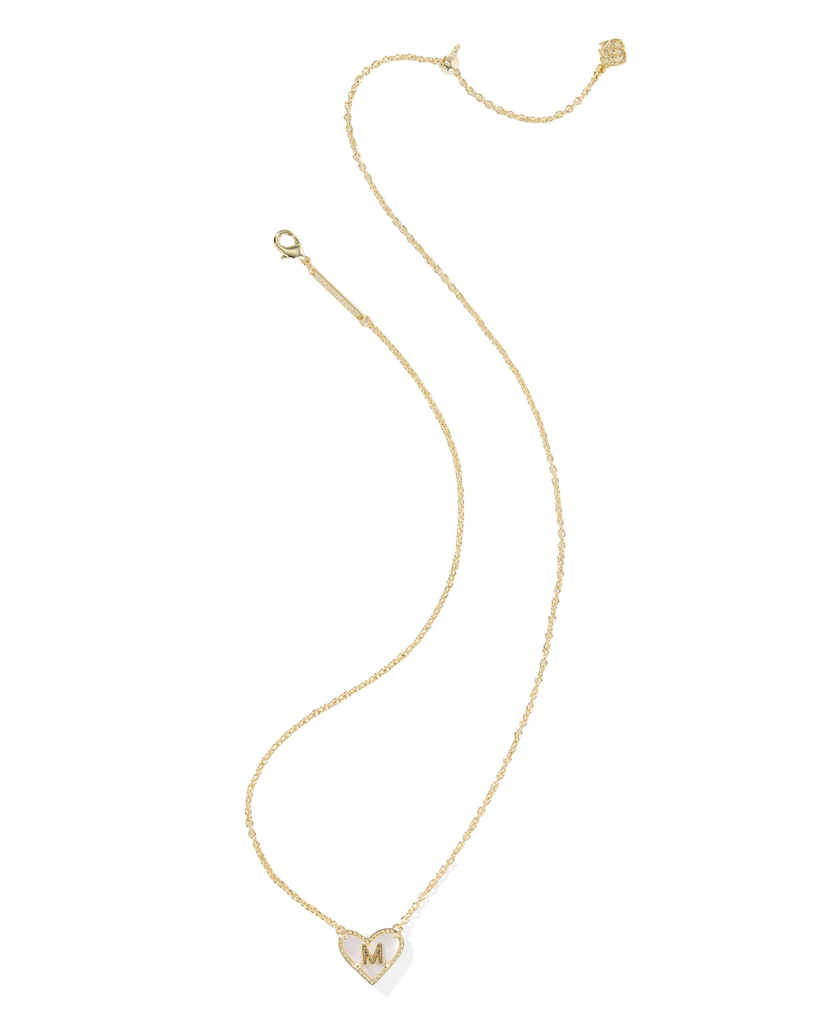 Kendra Scott Heart Letter M Gold Ivory Mother of Pearl Short Pendant Necklace - Image 3