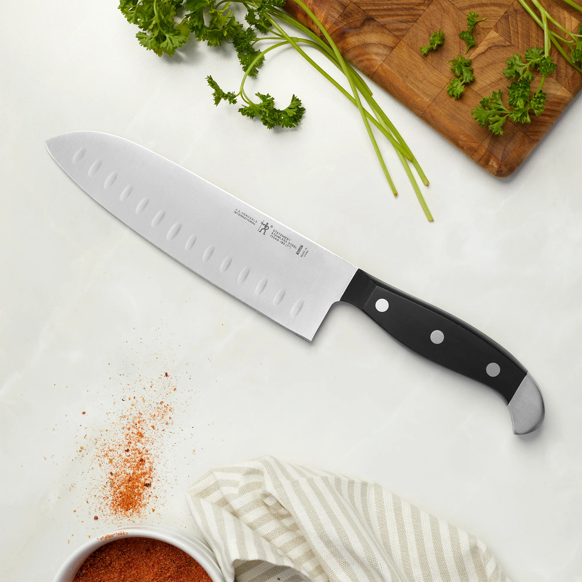 JA Henckels Statement 7" Hollow Edge Santoku Knife - Image 4