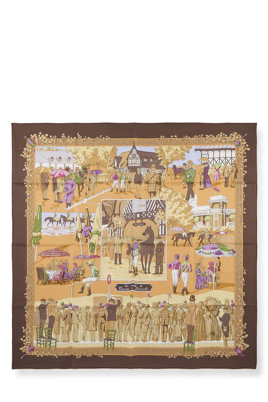 Hermes Un Siecle de Courses A Deauville Silk Scarf