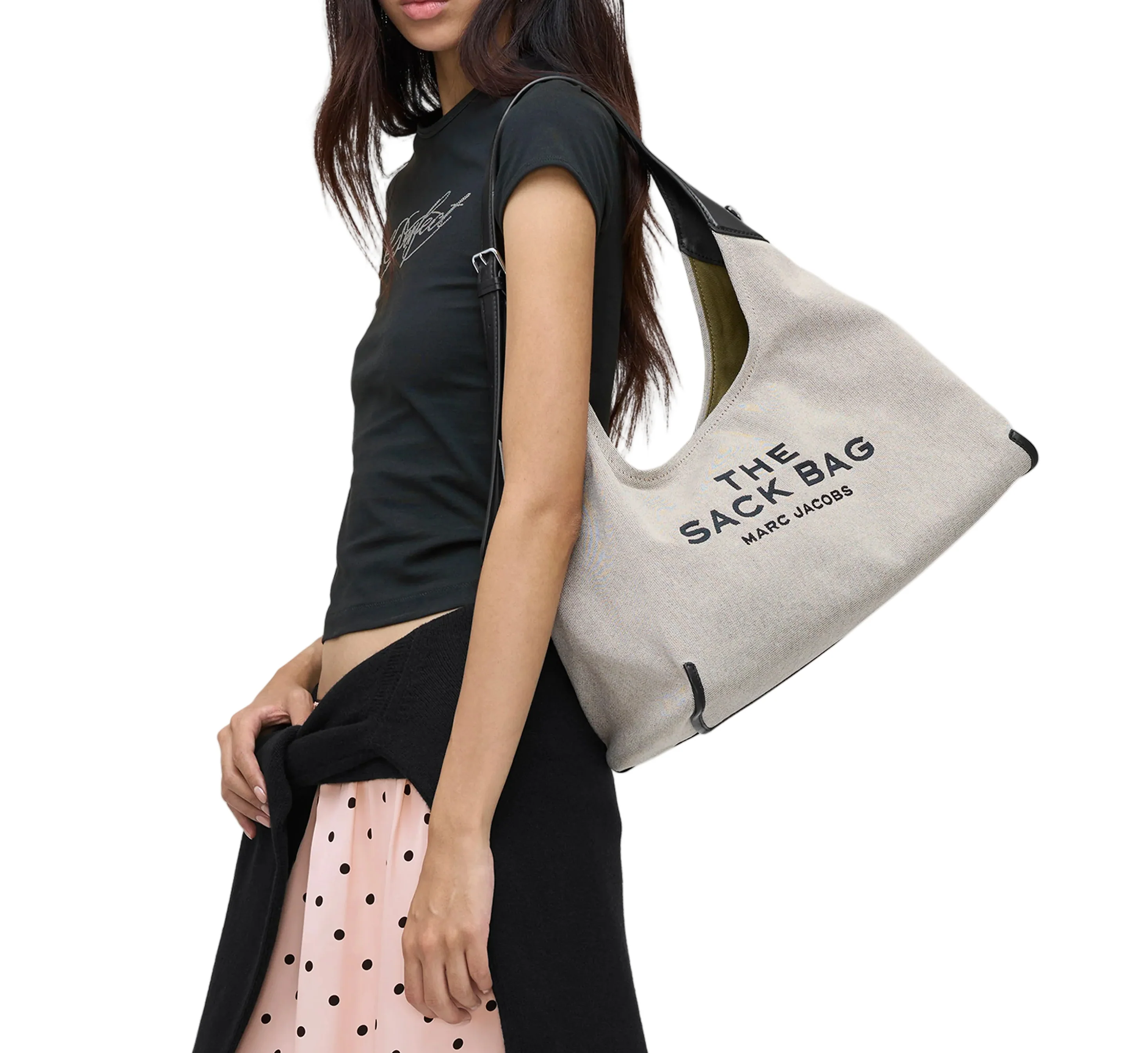 Marc Jacobs The Leather-Trim Canvas Belted Sack Handbag - Image 6