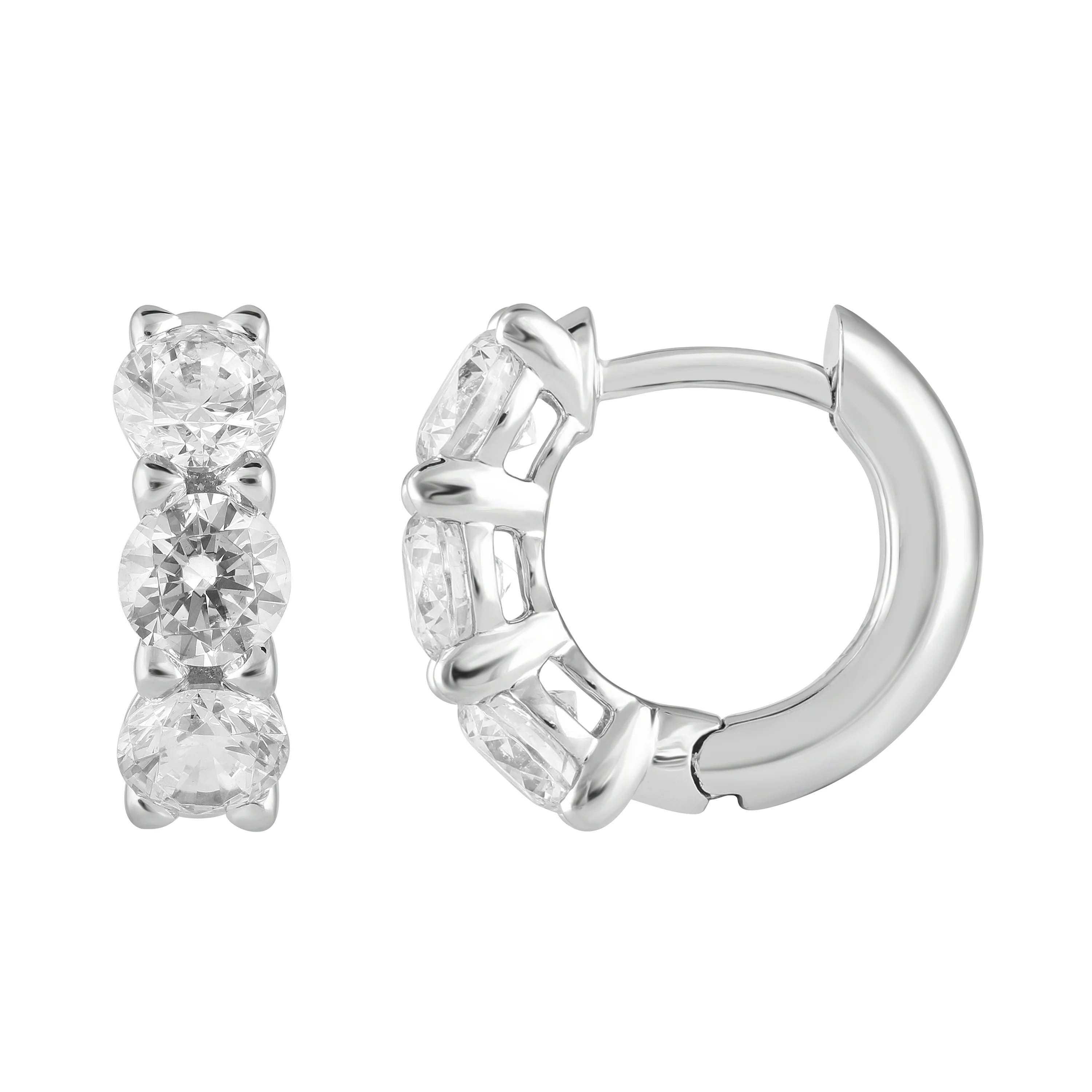 Bradgley Mischka 2.00 CTW Diamond Sterling Silver Hoop Earrings - Image 2