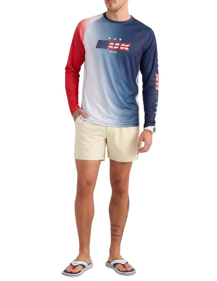 Huk Mens Airweight USA Crew Neck Long Sleeve T-Shirt - Image 3